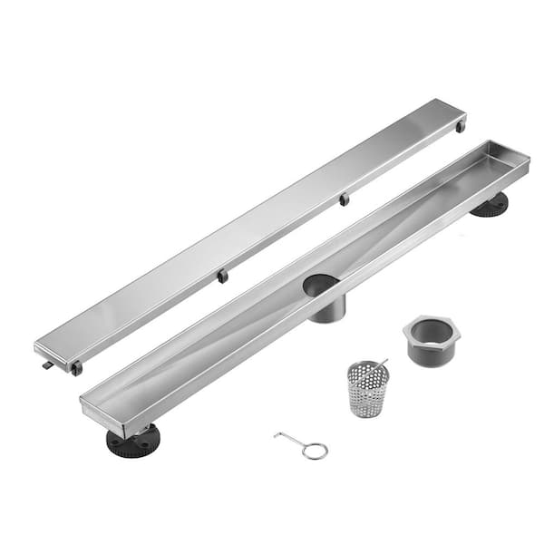36" 304 Stainless Steel Linear Drain for Fast Drainage, Floor Drain for Bathroom in Brushed Nickel
