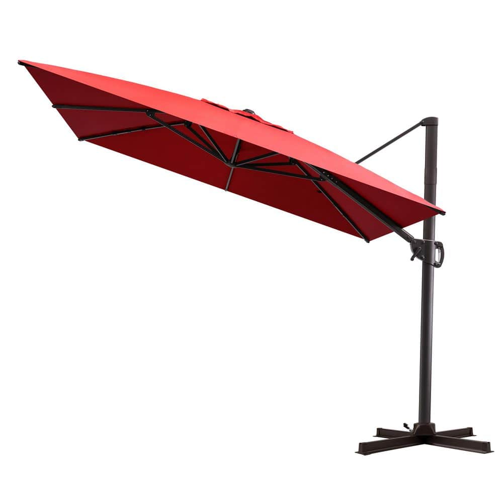 10.5 ft. x 9 ft. 360° Rotation Heavy-Duty Frame Rectangular Cantilever Patio Umbrella in Red price history on PriceWatchPro