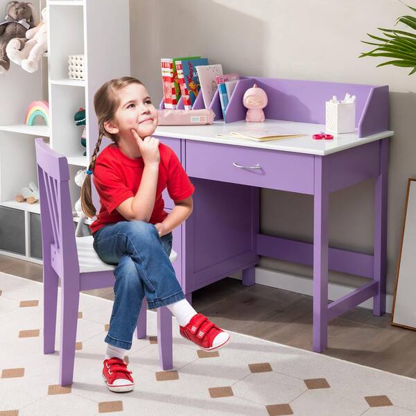 Girls Desk And Chair Set Plastic Rectangular Kids Study Table