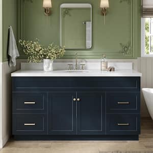 Hamlet 67 in. W x 22 in. D x 36 Single Sink Freestanding Bath Vanity in Midnight Blue with Pure White Quartz Top