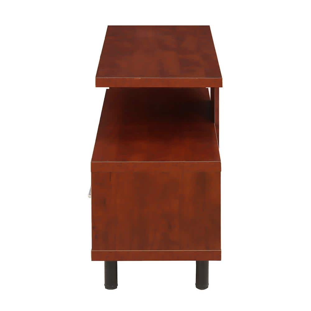 Cherry 60" TV Stand with Shelves and Drawer