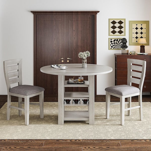 Counter Height Grey Drop Leaf Table And Chairs VECELO Piece