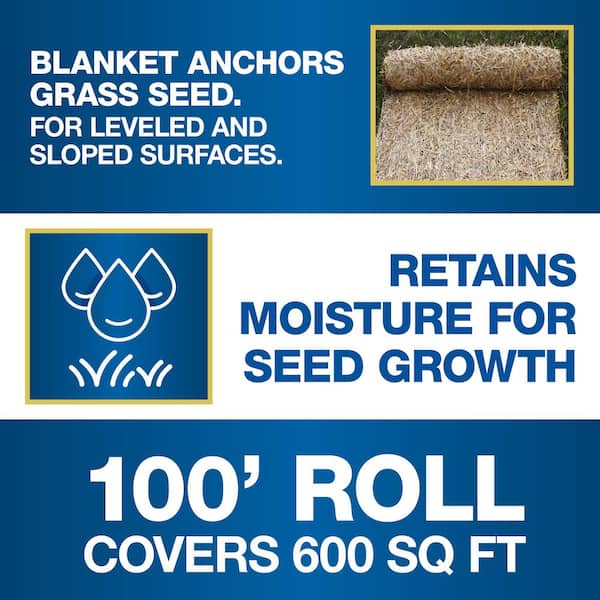 6 ft. W, 100 ft. L Wheat Straw Seed Germination Blanket for Lawn Erosion on Hills and Slopes Weed-Free
