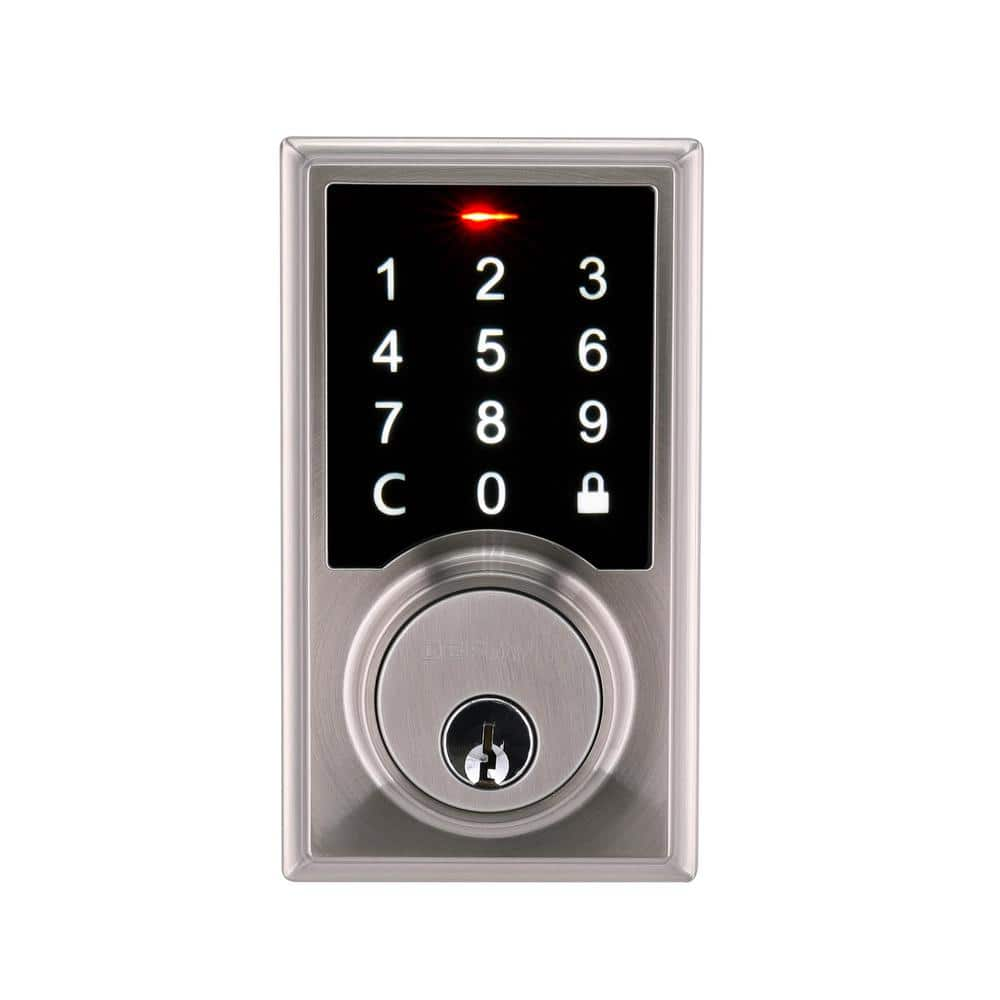 Defiant Square Satin Nickel Electronic Single Cylinder Touchpad Deadbolt  32GC2X2D01AA - The Home Depot