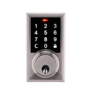 Square Satin Nickel Electronic Single Cylinder Touchpad Deadbolt