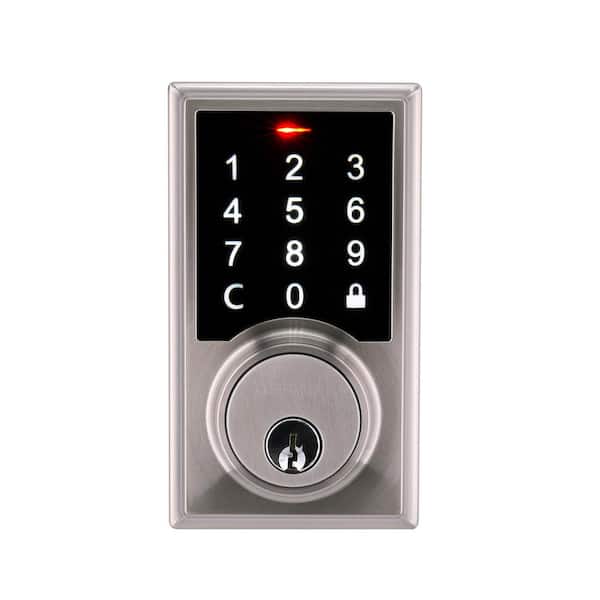 Defiant Square Satin Nickel Electronic Single Cylinder Touchpad Deadbolt
