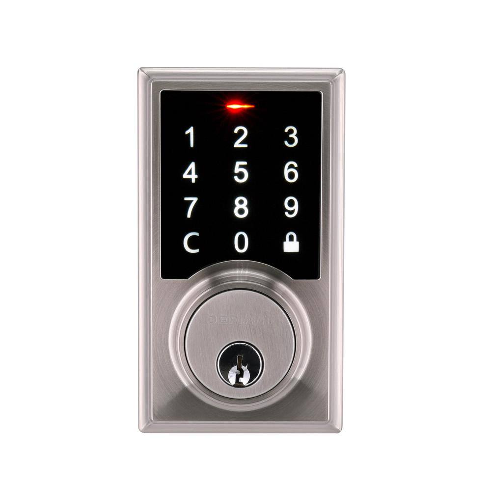 Defiant Square Satin Nickel Electronic Single Cylinder Touchpad Deadbolt