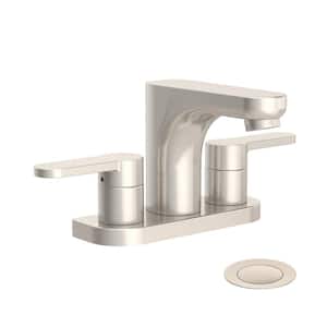 Identity 4 in. Centerset 2-Handle Bathroom Faucet with Push Pop Drain in Satin Nickel (1.0 GPM)