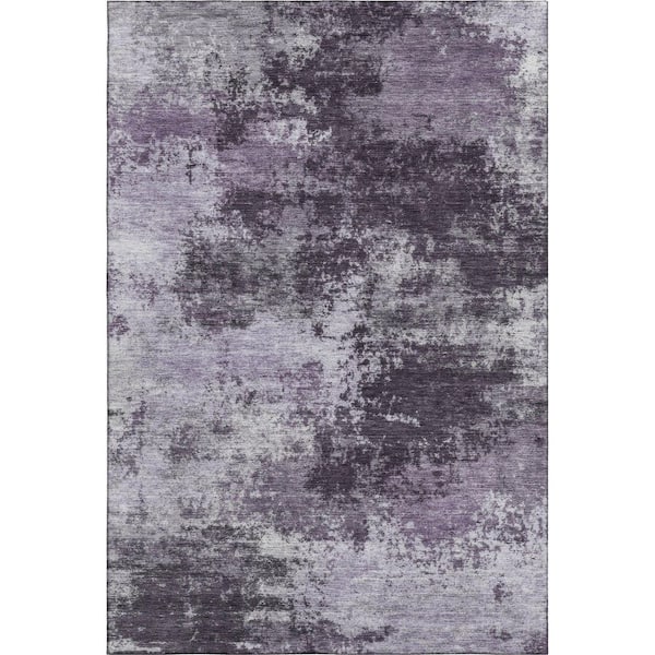 Mayfield Premium Machine Washable Abstract AMF2065 Purple 3 ft. x 4 ft. Area Rug