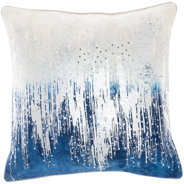 Edie@Home Indoor & Outdoor Fishnet Pleat Light Blue 18x18 Decorative Pillow