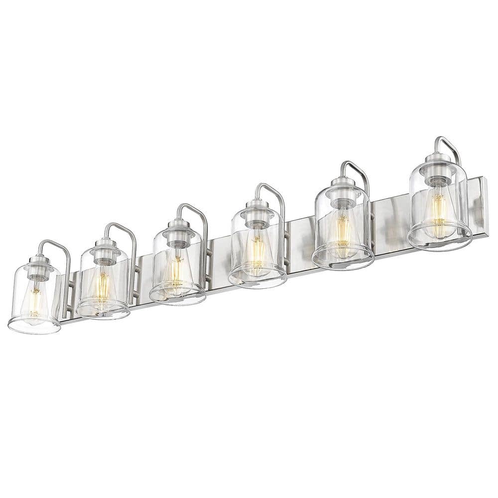 44 in. 6 Light Brushed Nickel Vanity Light with Clear Glass Shade price history on PriceWatchPro