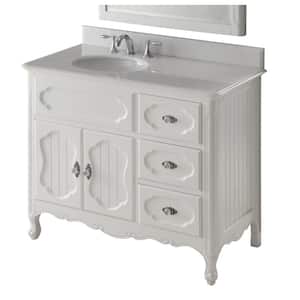 Knoxville 42 in. W x 21 in. D x 35 in. H Bathroom Sink Vanity in White with White Marble Top