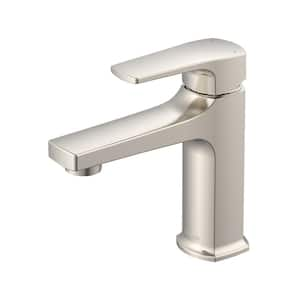 Tribune Single Handle Single Hole Bathroom Faucet with Deckplate and Metal Touch-Down Drain Included in Brushed Nickel