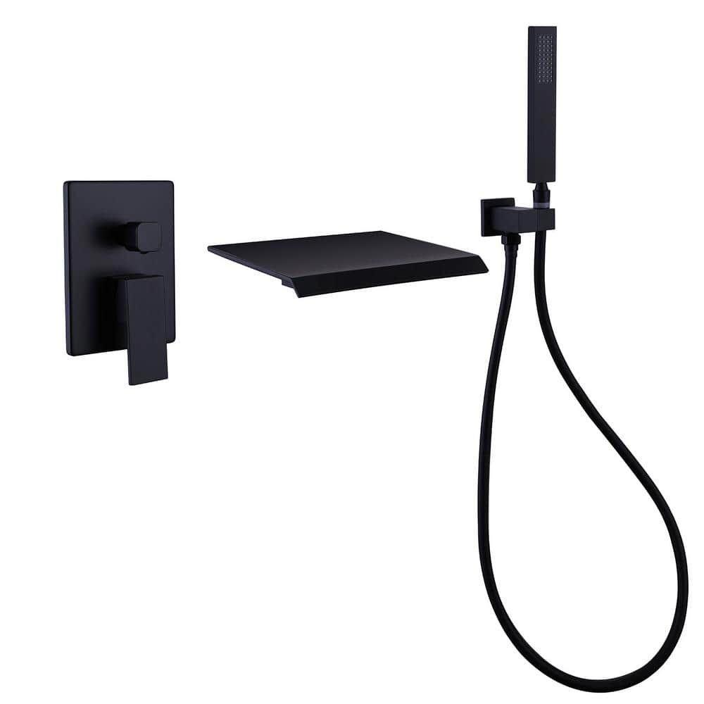 Commercial Black Kitchen Faucet in Matte Black, Waterfall Tub Handheld Show
