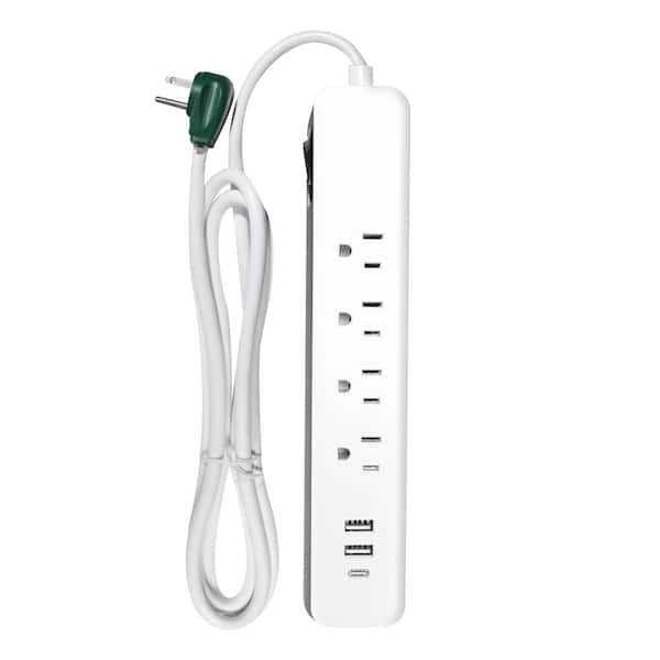 GoGreen Power GoGreen Power Inc. 6-ft. Cord Surge Protector with 4-Outlets, USB-A and USB-C, 450 Joules - GG-1462USBC