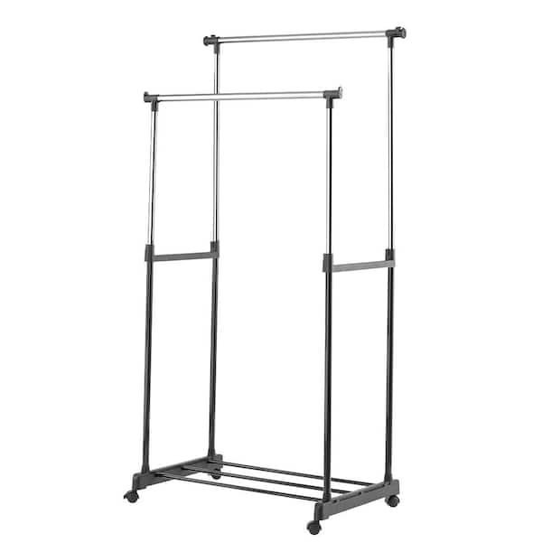 Order Home Collection Chrome And Black Steel Double Clothes Rack 55 In W X 62 H 3328057 The Depot Black Steel Double Clothes Rack 55, Garment Rack Double