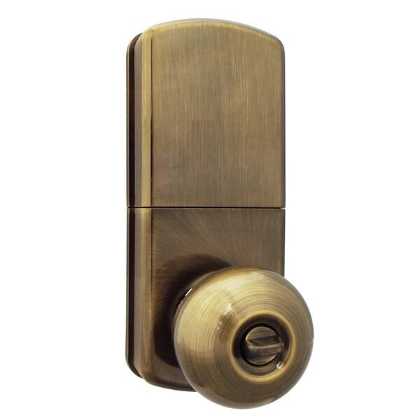 Antique Brass Touch Pad and Remote Electronic Entry Door Knob