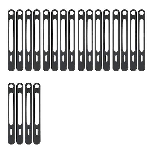 Silicone Cable Ties Cord Organizer Reusable Black 20 Pack for Electronics, Curtain Tie Backs, Bread Ties, Cable Hook