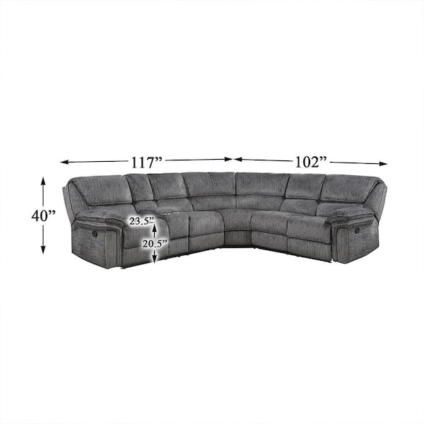Lazzara Greerman 117 in. Straight Arm 3-piece Microfiber Reclining