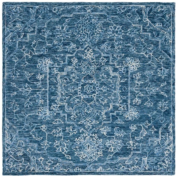 SAFAVIEH Metro Blue 6 ft. x 6 ft. Medallion Solid Color Square Area Rug
