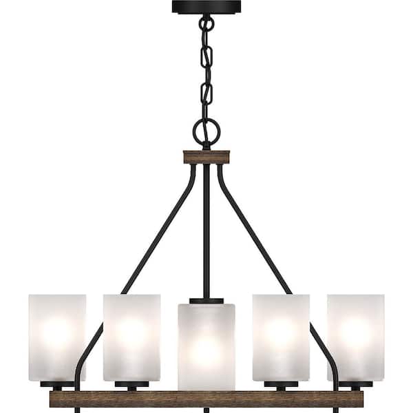 Volume Lighting Emery 7-Light Walnut and Black Indoor Hanging