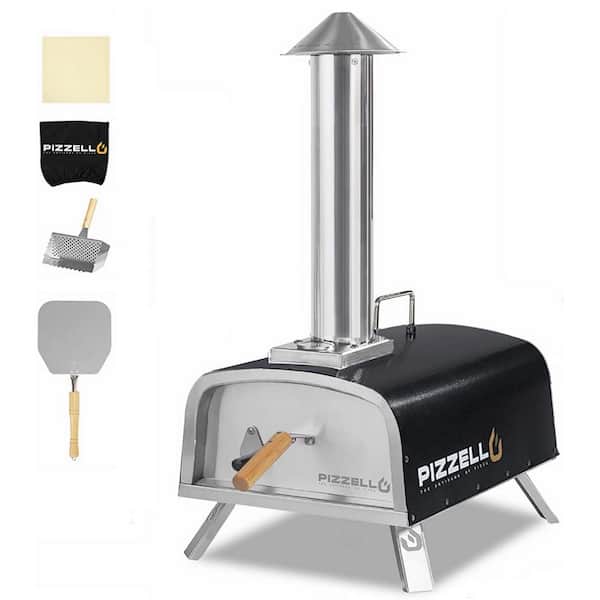 Wildaven 12 in. Outdoor Pizza Oven Wood Fired Portable wood pellet pizza oven with Pizza Stone, Pizza Peel in Black