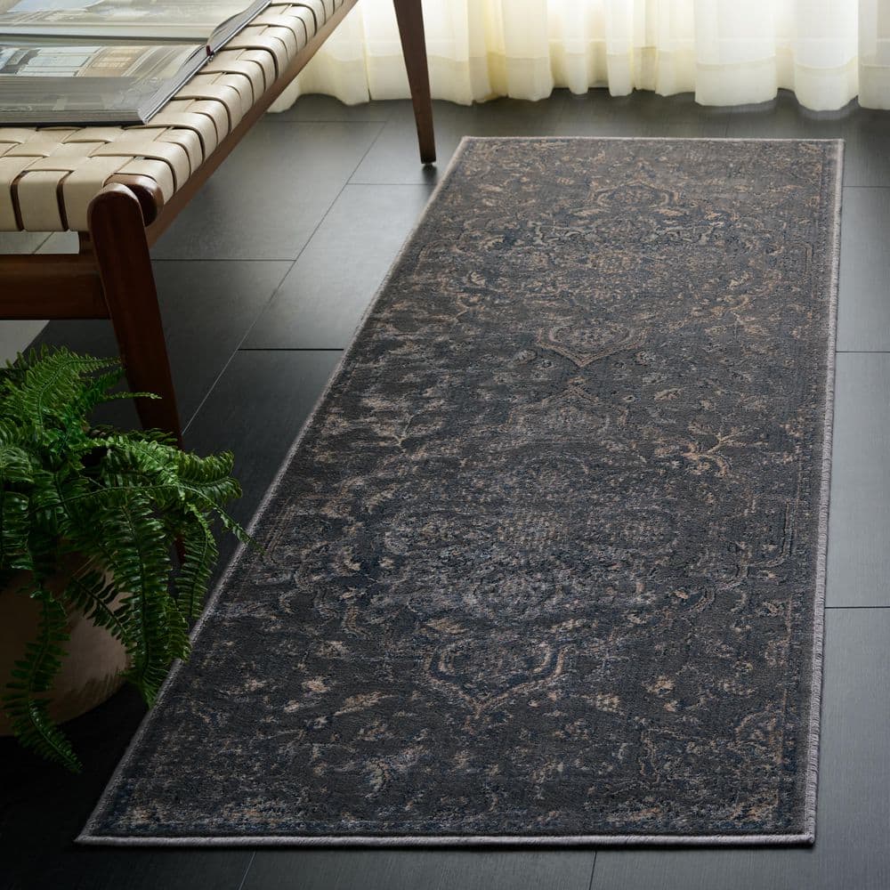 Vintage 2 ft. x 6 ft. Light Gray Floral Medallion Runner Rug price history on PriceWatchPro