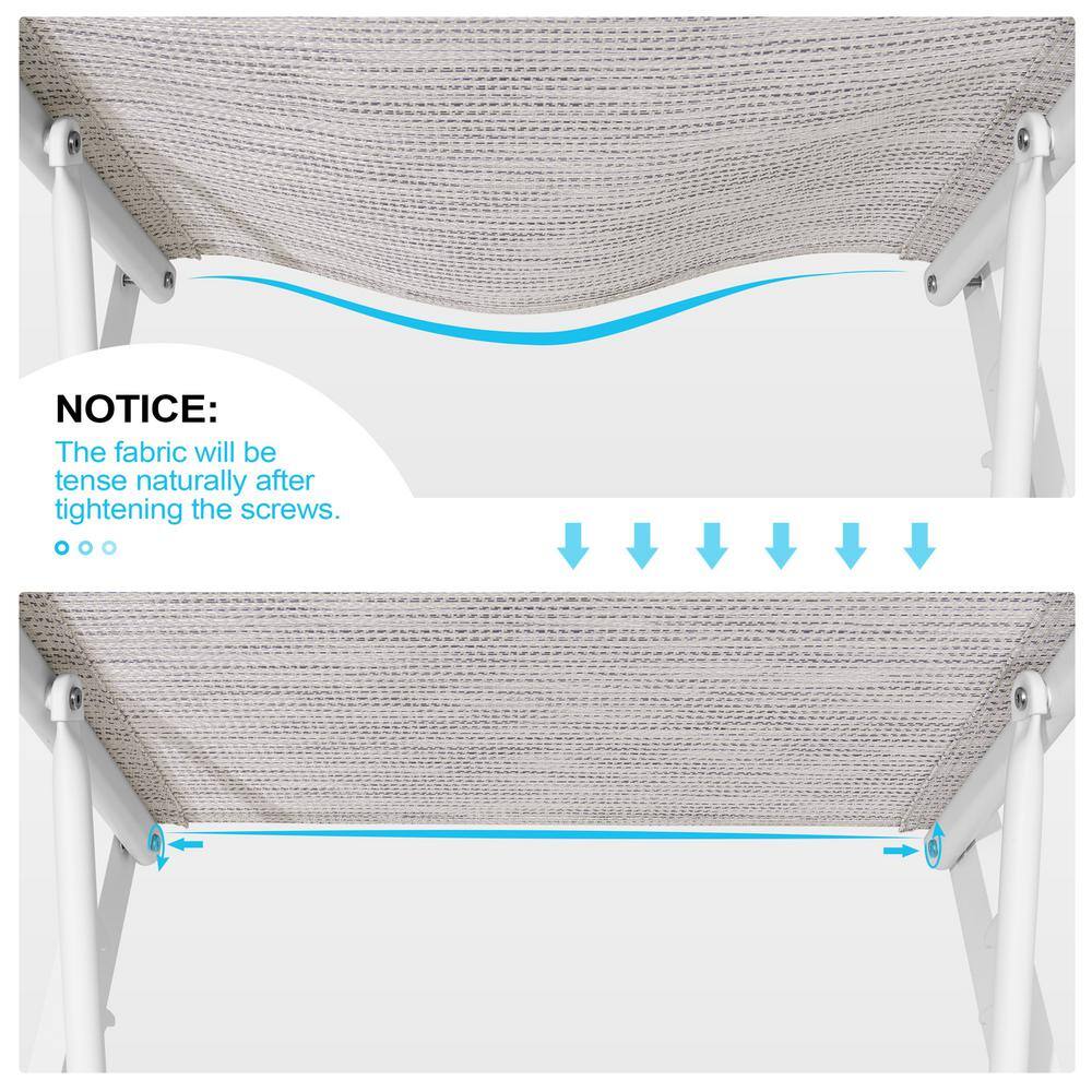 White Gray Aluminum Adjustable Outdoor Chaise Lounge