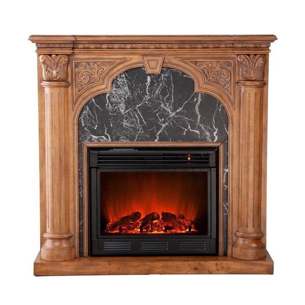 Southern Enterprises Savino 42 in. Electric Fireplace in Old World Oak-DISCONTINUED