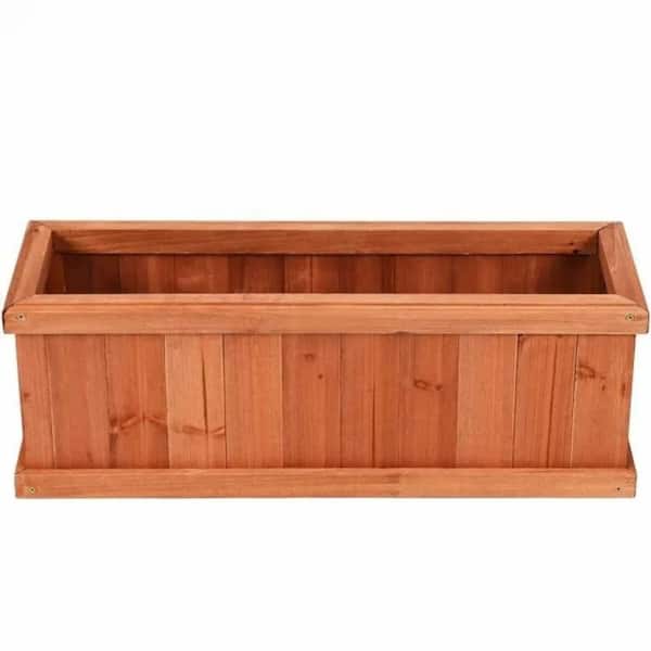 ESILOO 10 in. Large Wood Decorative Planter Box with Drainage Holes-Indoor/Outdoor Garden Planter, No Assembly Needed