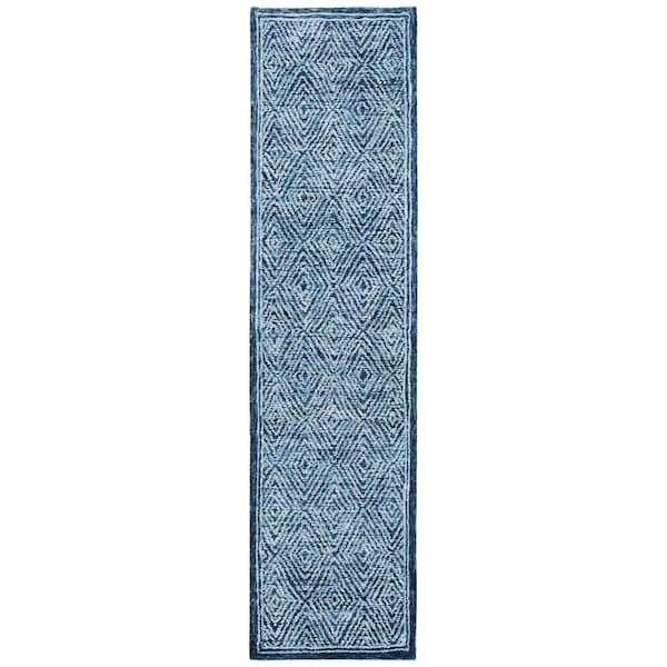 SAFAVIEH Capri Navy 2 ft. x 9 ft. Border Diamond Runner Rug