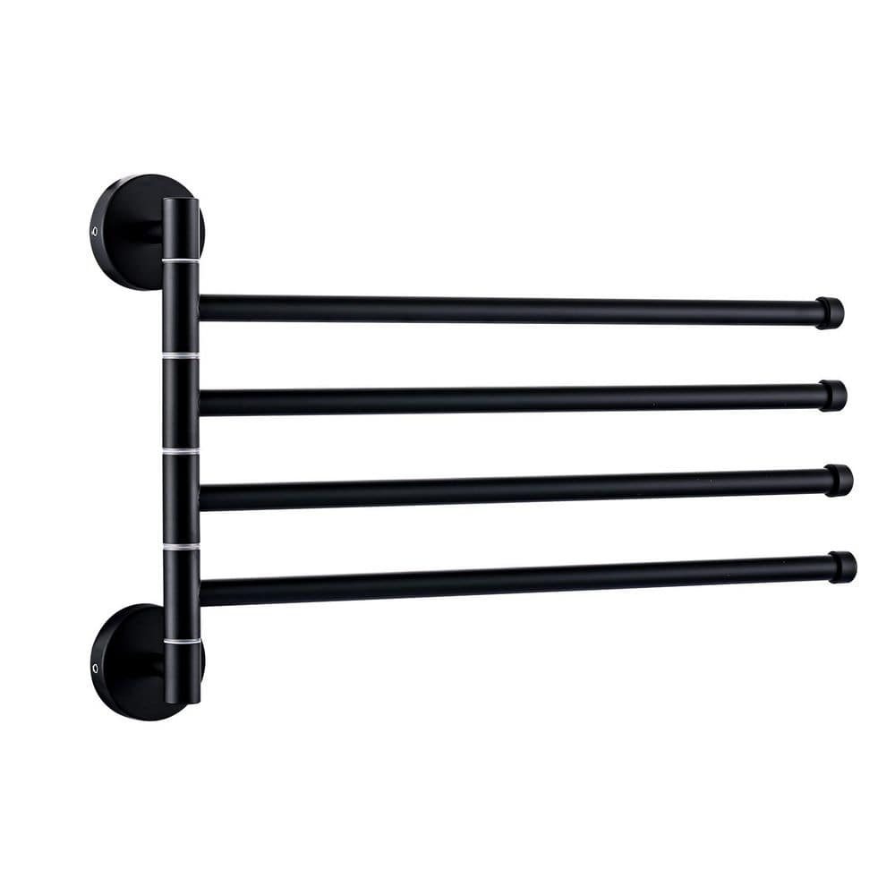 Stainless Steel 13 in. Wall Mounted Towel Bar Bath Hardware Accessory with Swivel 4-Arm in Matte Black price history on PriceWatchPro