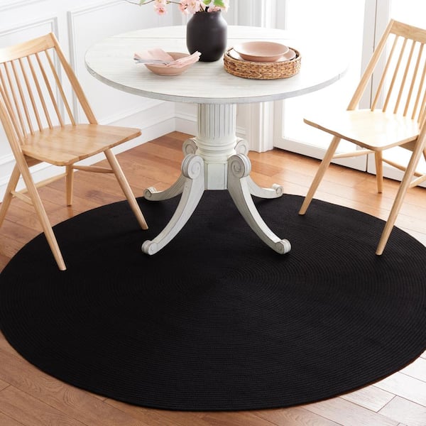 Braided Black 5 ft. x 5 ft. Abstract Round Area Rug