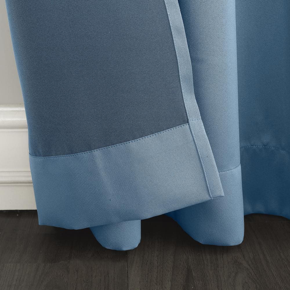 Vintage Blue Room Darkening Rod Pocket Curtain Panel