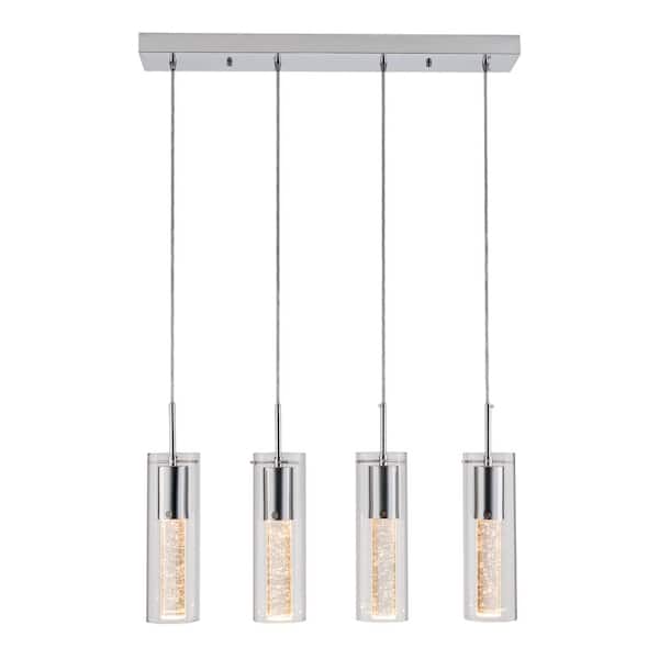 Simpol Home 4-Lights Chromed Modern Chandelier, Luxury Ceiling Light Fixture with Glass Shade for Kitchen Island