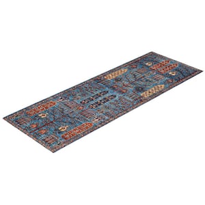 Serapi One-of-a-Kind Traditional Light Blue 2 ft. x 8 ft. Runner Hand Knotted Tribal Area Rug
