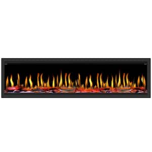 Tempo Series 76 in. Wall Mounted Virtual Electric Fireplace in Black