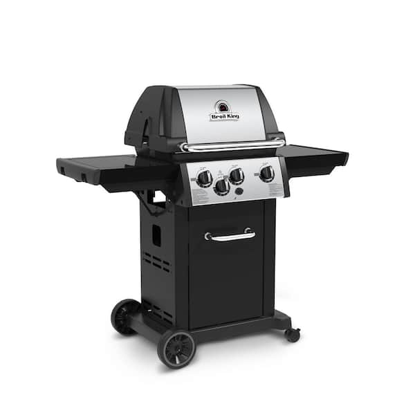 Monarch 340 3-Burner Propane Gas Grill in Black with Side Burner