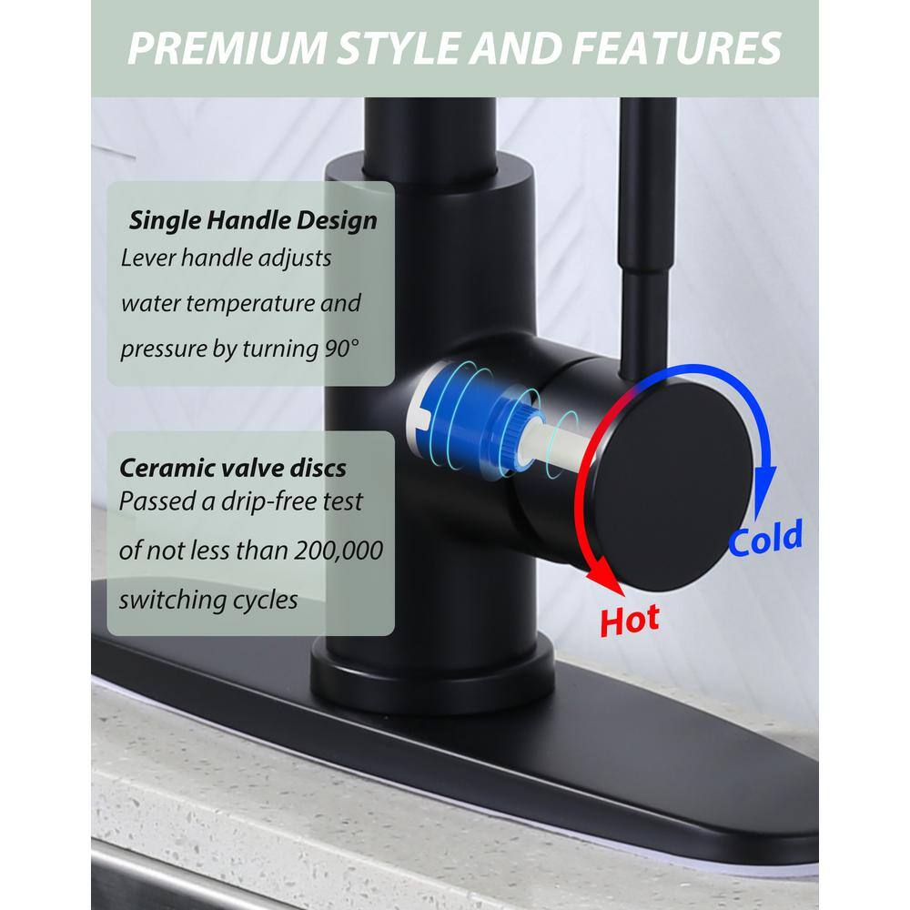 Matte Black Stainless Steel Pull Down Kitchen Faucet with Spray