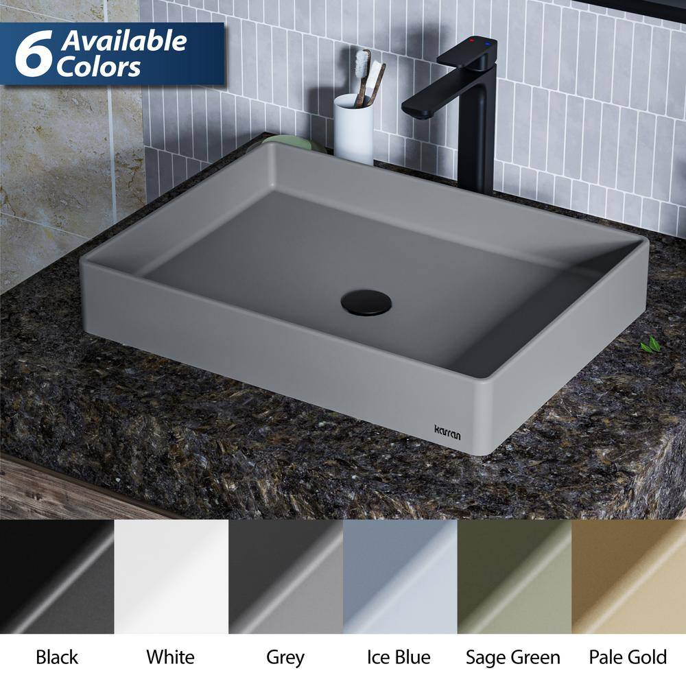 Gray Quartz Rectangular Above-Counter Vessel Sink