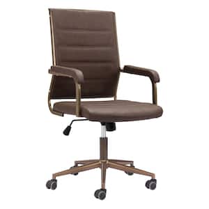 Auction Espresso Polyurethane Seat Office Chair with Non-Adjustable Arms