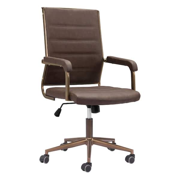 ZUO Auction Espresso Polyurethane Seat Office Chair with Non-Adjustable Arms