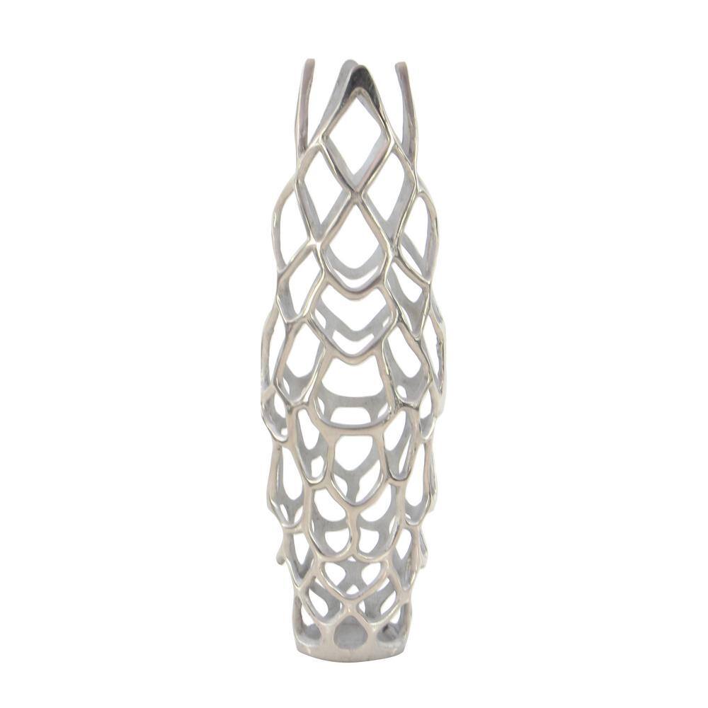 Silver Coral Open Design Aluminum Floor Vase