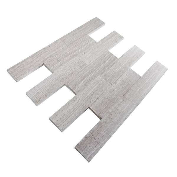 MOLOVO Natural Wooden White 1.89 in. x 7.8 Subway Polished