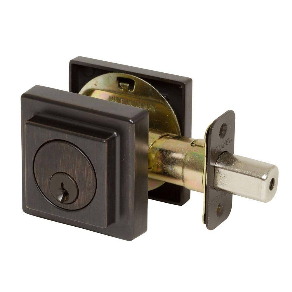 Kira Square Style Single Cylinder Tuscany Bronze Deadbolt