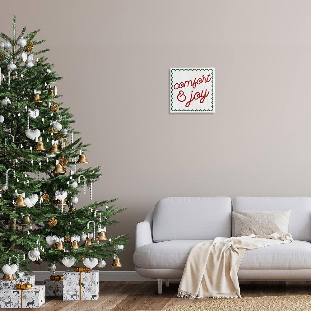 Comfort & Joy Red and Green Quote Canvas Wall Art, 17 x 17