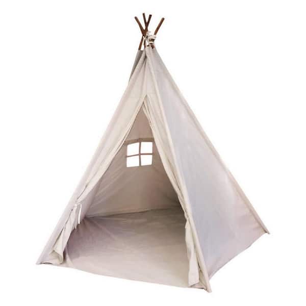 Ejoy 48 in. x 48 in. x 72 in. Natural Cotton Canvas Teepee Tent for Kids Indoor and Outdoor Playing