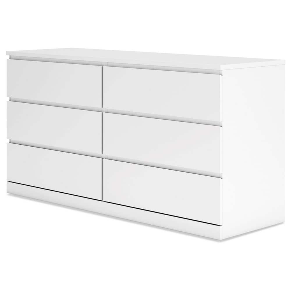 White Modern 6-Drawer Dresser with Ball Bearing Glides