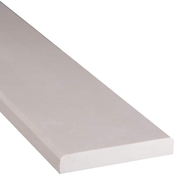 MSI White Double Beveled 4 in. x 24 in. Polished Engineered Marble Threshold Tile Trim (20 ln. ft./Case)