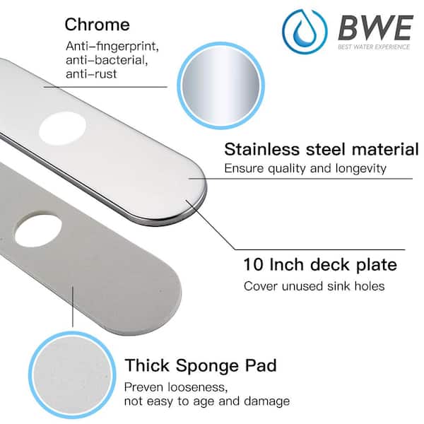 10.2 in. x 2.5 in. x 1.34 in. Brass Kitchen Sink Faucet Hole Cover Deck Plate Escutcheon in Polished Chrome